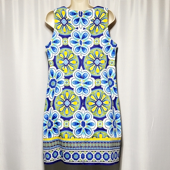 London Times Cotton Sateen Floral Sleeveless Stretch Shift Dress (12) - Picture 4 of 10